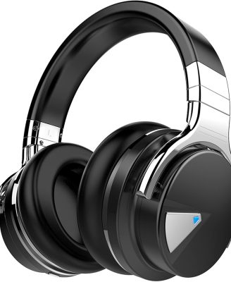 Silensys E7 Active Noise Cancelling Headphones Bluetooth Headphones with Microphone Deep Bass Wireless Headphones Over Ear, Comfortable Protein Earpads, 30 Hours Playtime for Travel/Work, Black